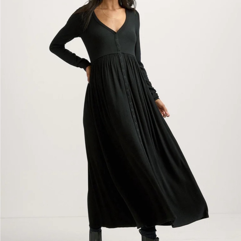 Hatch Softest Rib Nursing Dress Black